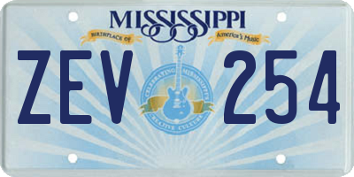 MS license plate ZEV254