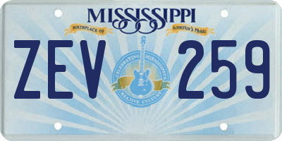 MS license plate ZEV259
