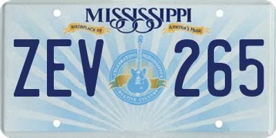 MS license plate ZEV265