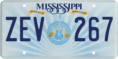 MS license plate ZEV267