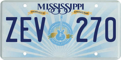 MS license plate ZEV270