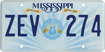 MS license plate ZEV274
