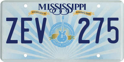 MS license plate ZEV275