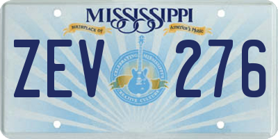 MS license plate ZEV276