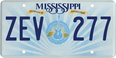 MS license plate ZEV277