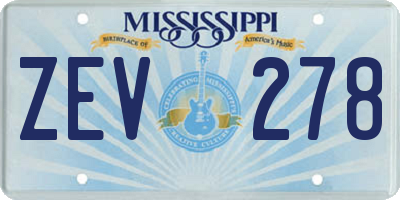 MS license plate ZEV278