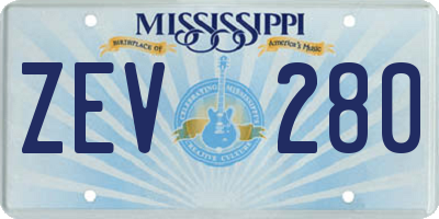 MS license plate ZEV280