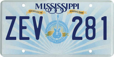 MS license plate ZEV281