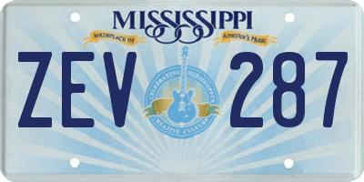 MS license plate ZEV287