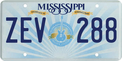 MS license plate ZEV288