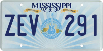 MS license plate ZEV291