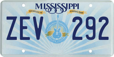 MS license plate ZEV292
