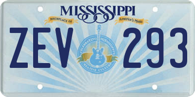 MS license plate ZEV293