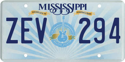 MS license plate ZEV294