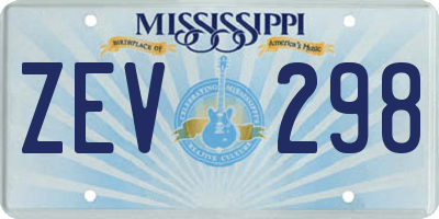 MS license plate ZEV298