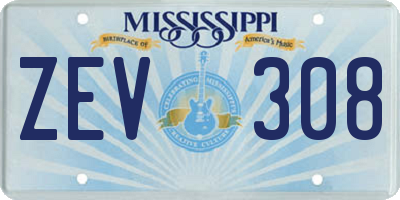 MS license plate ZEV308