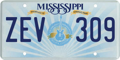 MS license plate ZEV309