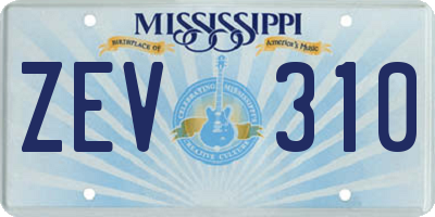 MS license plate ZEV310