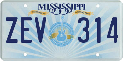 MS license plate ZEV314