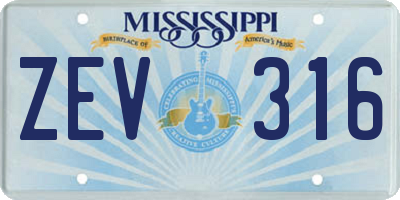MS license plate ZEV316