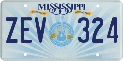 MS license plate ZEV324