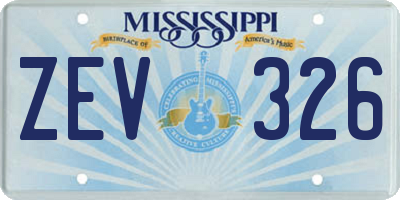MS license plate ZEV326