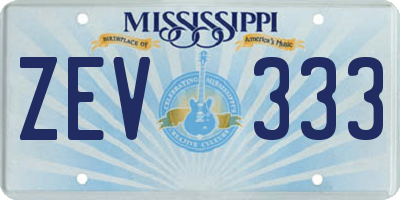 MS license plate ZEV333
