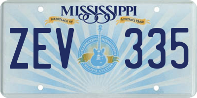 MS license plate ZEV335