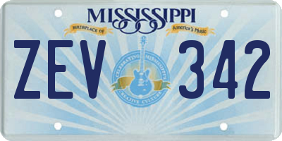 MS license plate ZEV342