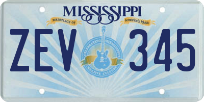 MS license plate ZEV345