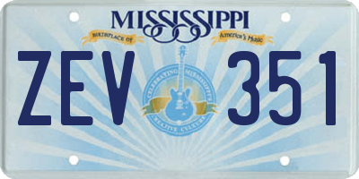 MS license plate ZEV351