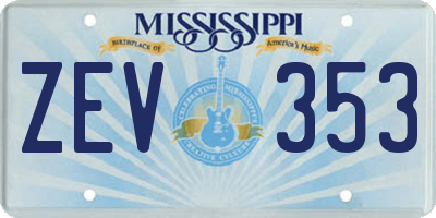 MS license plate ZEV353