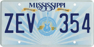 MS license plate ZEV354