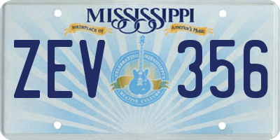 MS license plate ZEV356