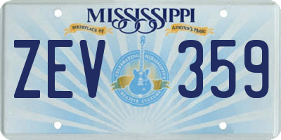MS license plate ZEV359