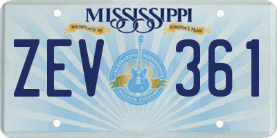 MS license plate ZEV361