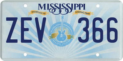 MS license plate ZEV366