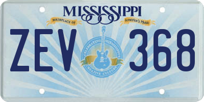 MS license plate ZEV368