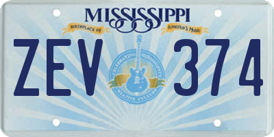 MS license plate ZEV374