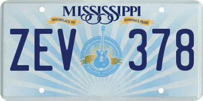 MS license plate ZEV378