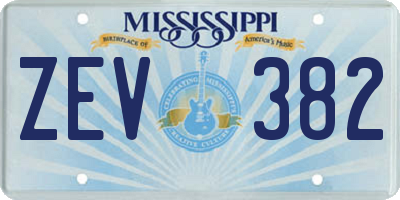 MS license plate ZEV382