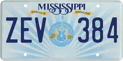 MS license plate ZEV384