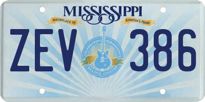 MS license plate ZEV386