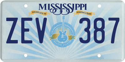 MS license plate ZEV387