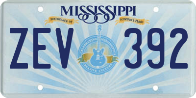 MS license plate ZEV392