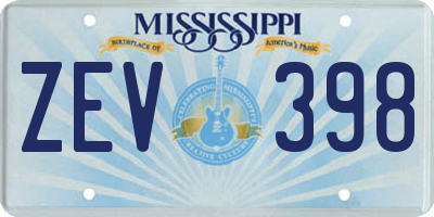 MS license plate ZEV398