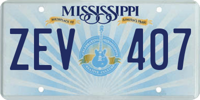 MS license plate ZEV407