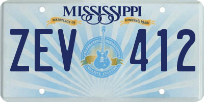 MS license plate ZEV412
