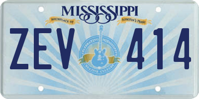 MS license plate ZEV414