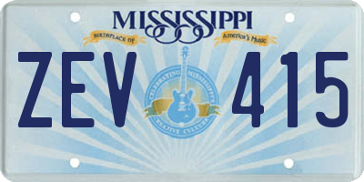 MS license plate ZEV415
